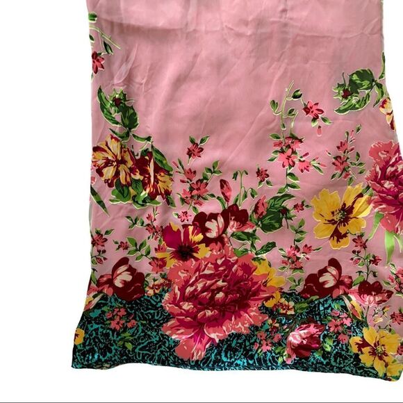 NWT Lavender Brown Floral Silk Shift Midi Dress - Picture 3 of 6